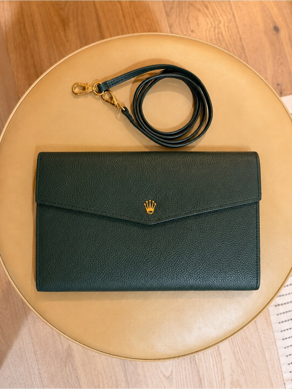 Rolex VIP Client Gift Green Leather Clutch, Strap, Removable, Cross Body Purse - Picture 4 of 5